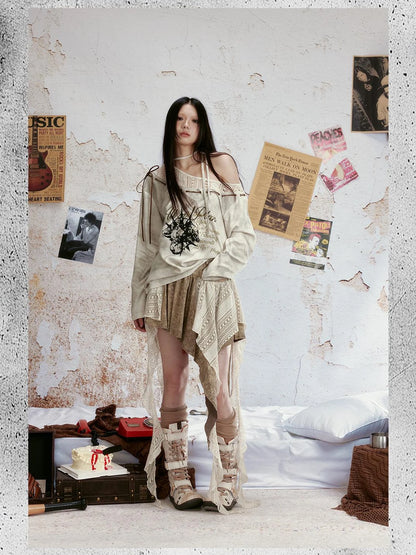 Astronaut Print Loose Knit Top