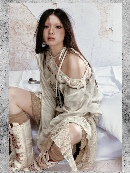 Astronaut Print Loose Knit Top