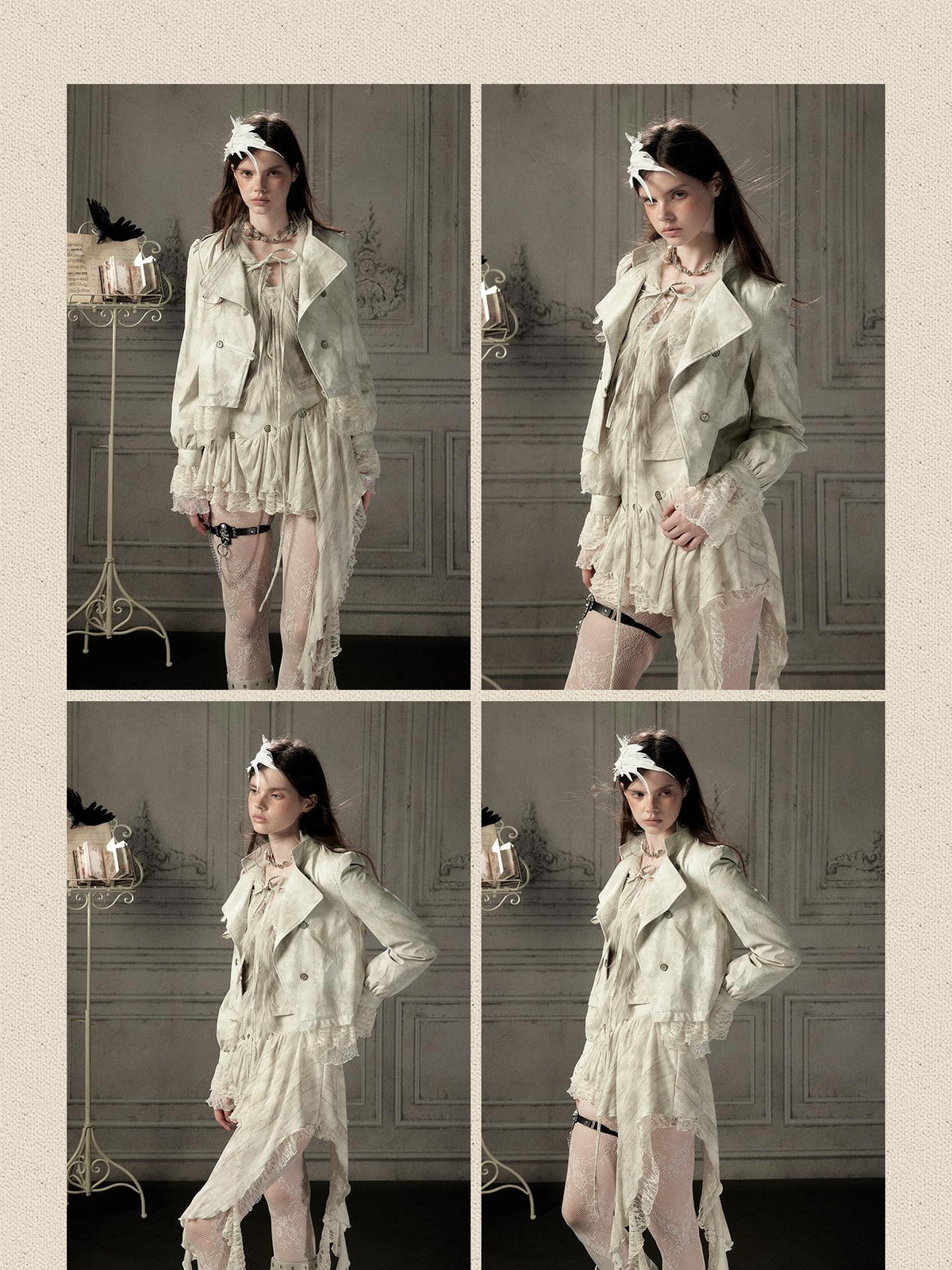 ALL iN plan Asymmetric Lace Lapel Slim Fit Women&