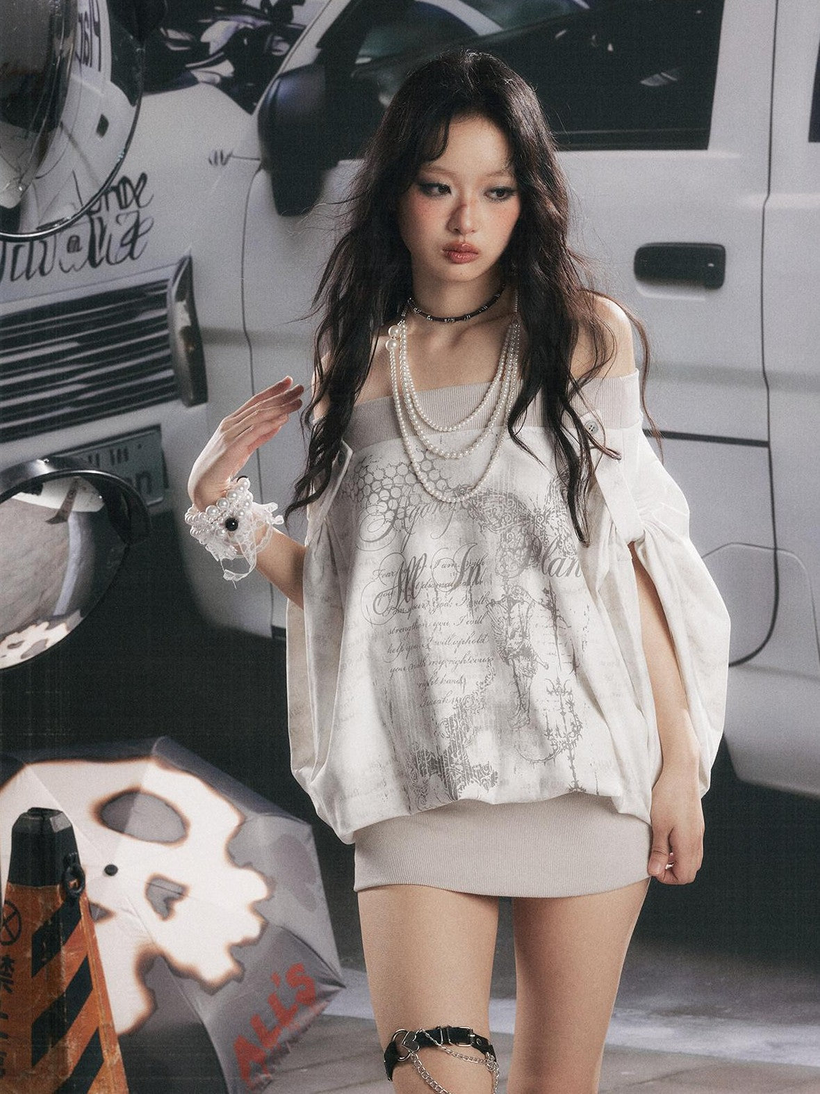 ALL iN plan Asymmetric One Shoulder Batwing Women&