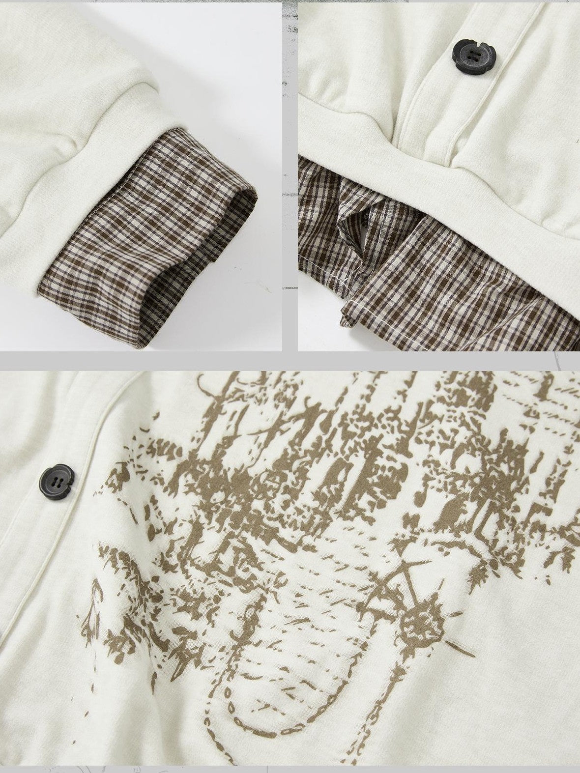 ALL iN plan Asymmetric Plaid Spliced Long Sleeve Loose Fit Women&