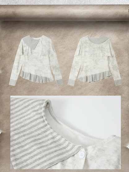 ALL iN plan Asymmetric Tie Dye Collared Women&