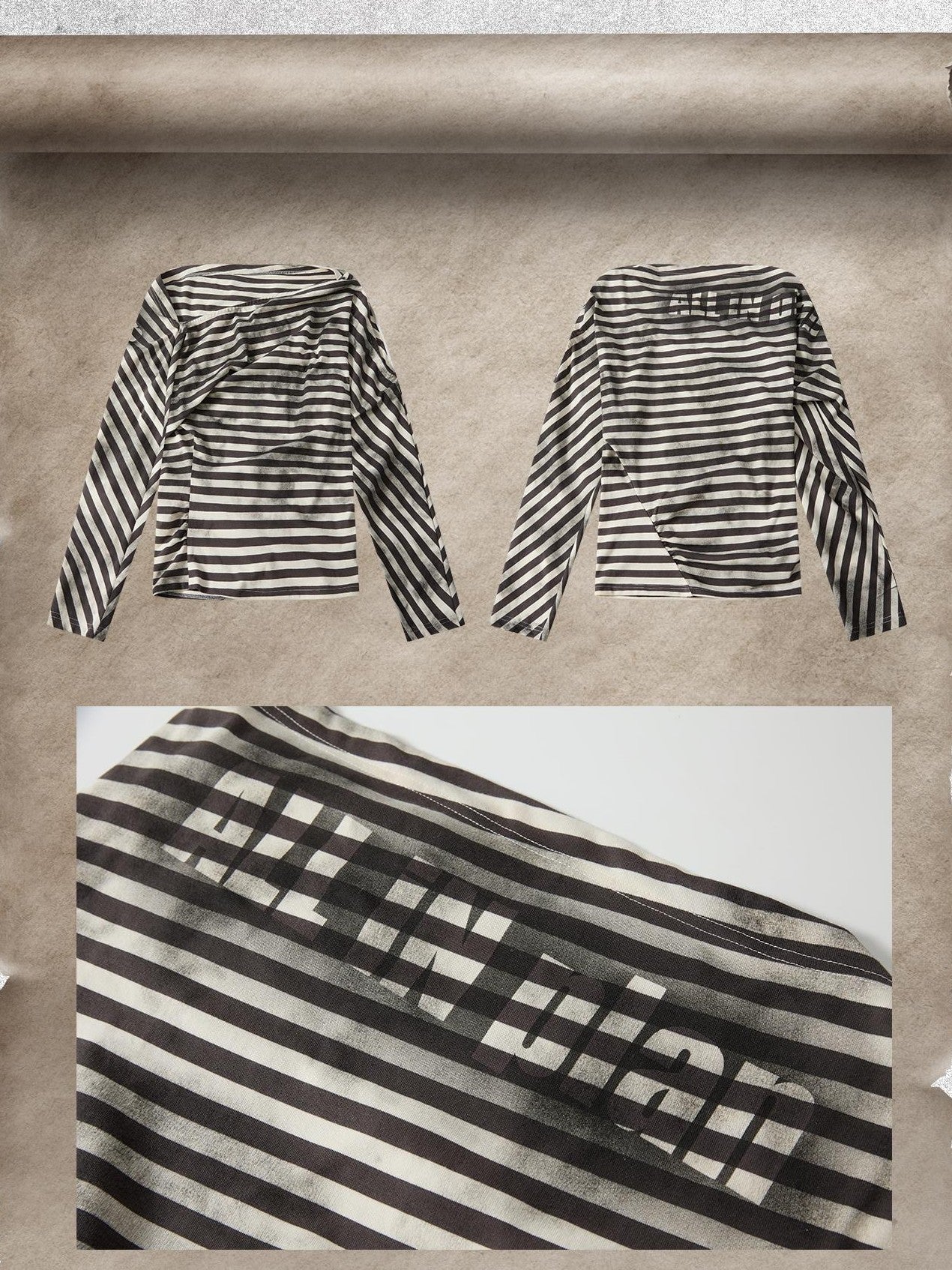 ALL iN plan Asymmetrical Striped Off Shoulder Bat Sleeve Women&