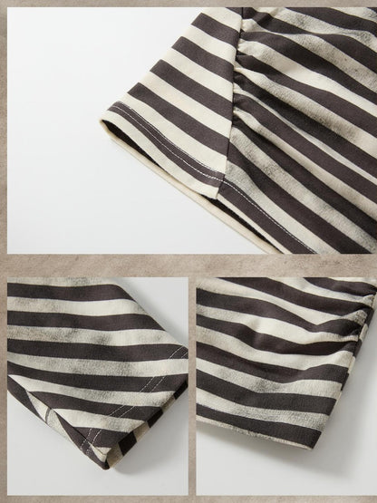 ALL iN plan Asymmetrical Striped Off Shoulder Bat Sleeve Women&
