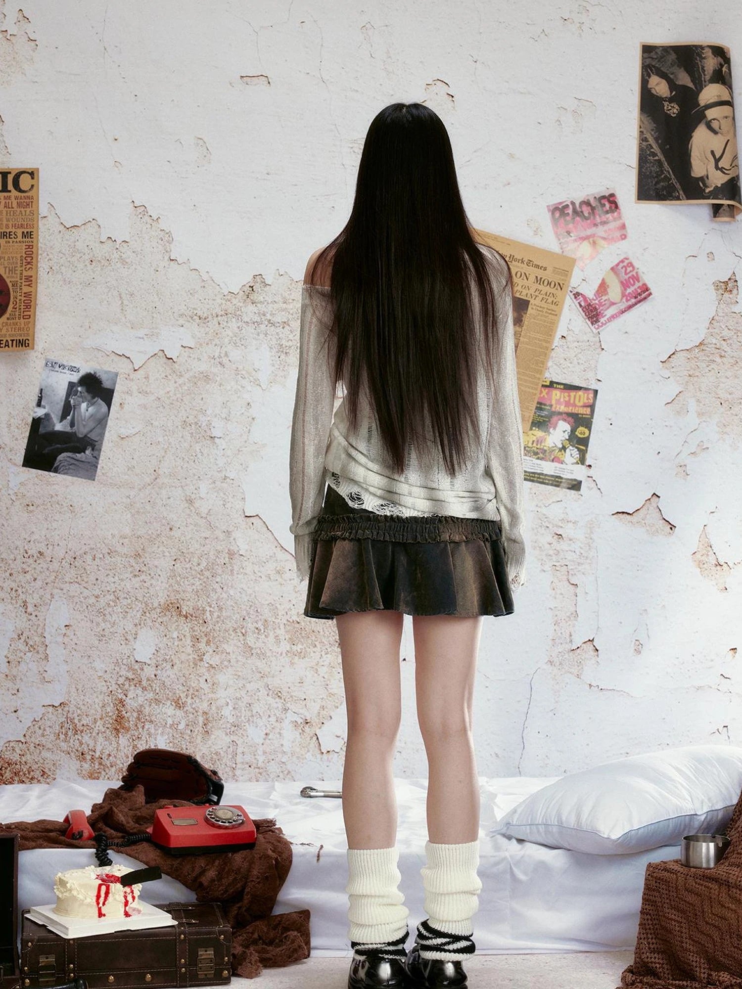 Bailout Heartbreak Tee V Neck T Shirt Long Sleeve