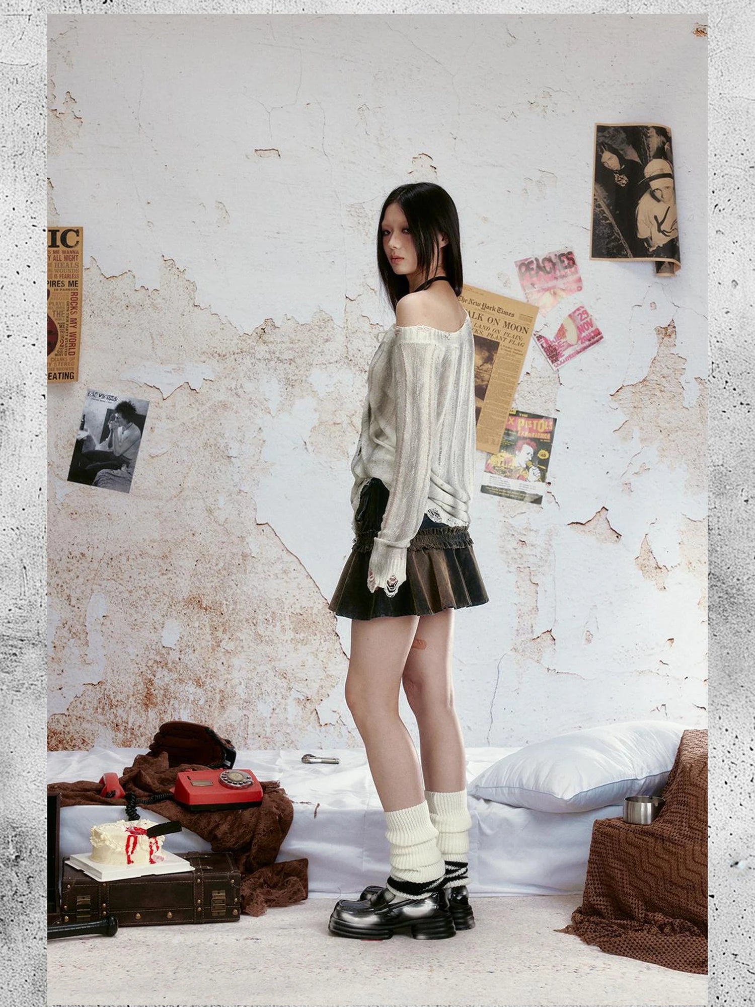 Bailout Heartbreak Tee V Neck T Shirt Long Sleeve