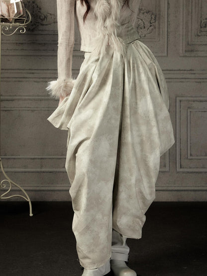 ALL iN plan Beige Asymmetric Draped Pleated Women&
