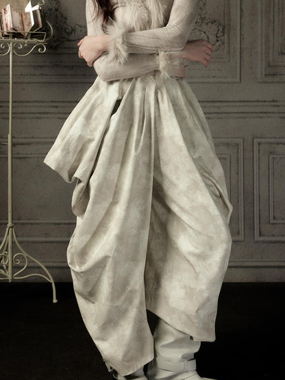 ALL iN plan Beige Asymmetric Draped Pleated Women&
