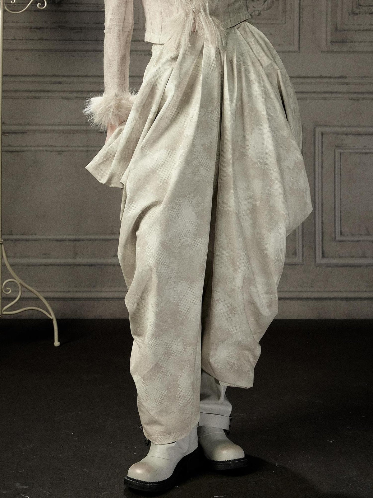ALL iN plan Beige Asymmetric Draped Pleated Women&
