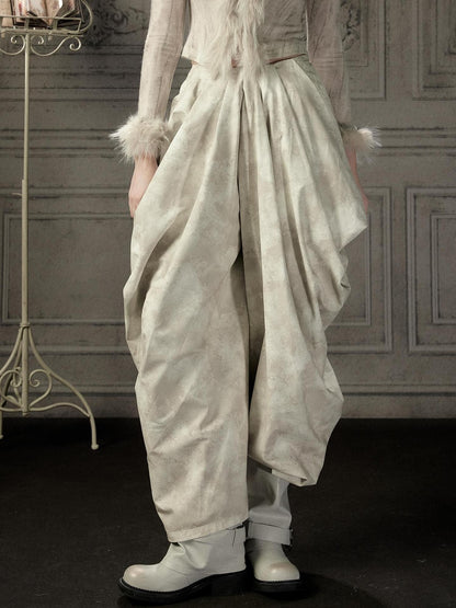 ALL iN plan Beige Asymmetric Draped Pleated Women&