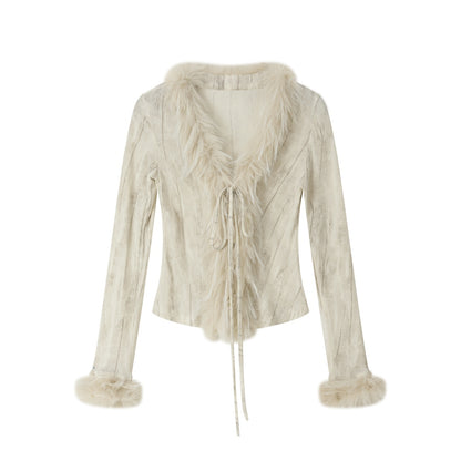 ALL_iN_plan_Beige_Faux_Fur_Collar_Cropped_Slim_Fit_Women&