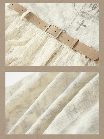 ALL iN plan Beige Halter Lace Spliced Long Sleeve Women&