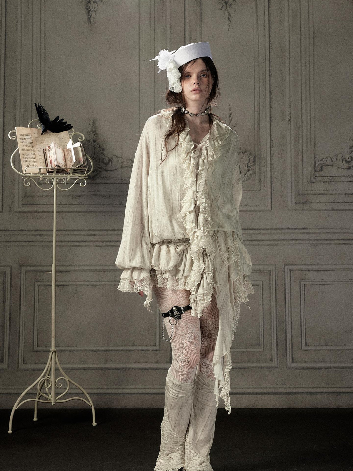 ALL iN plan Beige Lace Long Sleeve Women&