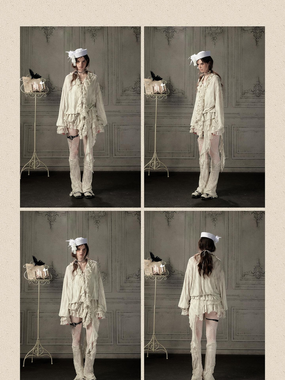 ALL iN plan Beige Lace Long Sleeve Women&