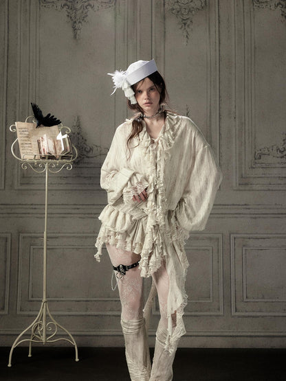 ALL iN plan Beige Lace Long Sleeve Women&