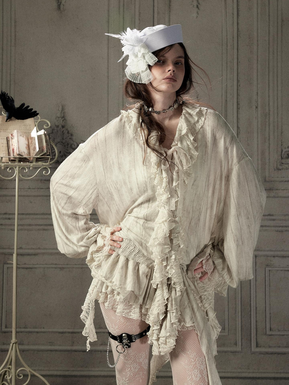 ALL iN plan Beige Lace Long Sleeve Women&