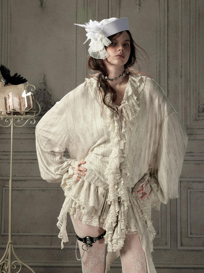 ALL iN plan Beige Lace Long Sleeve Women&