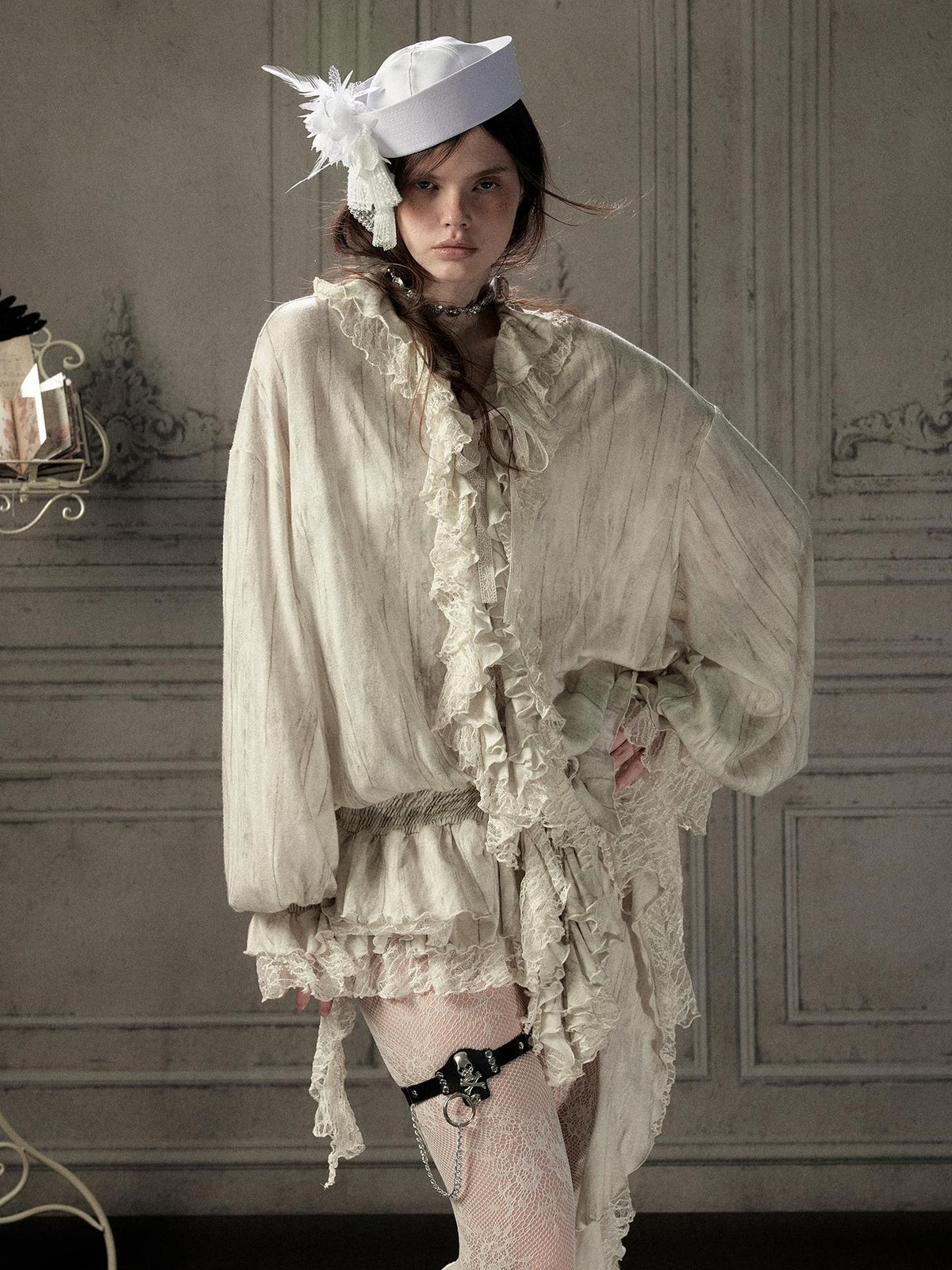 ALL iN plan Beige Lace Long Sleeve Women&