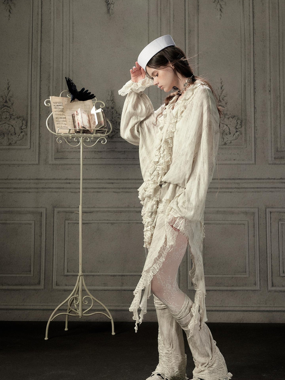 ALL iN plan Beige Lace Long Sleeve Women&