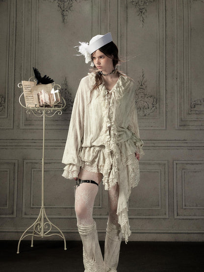 ALL iN plan Beige Lace Long Sleeve Women&