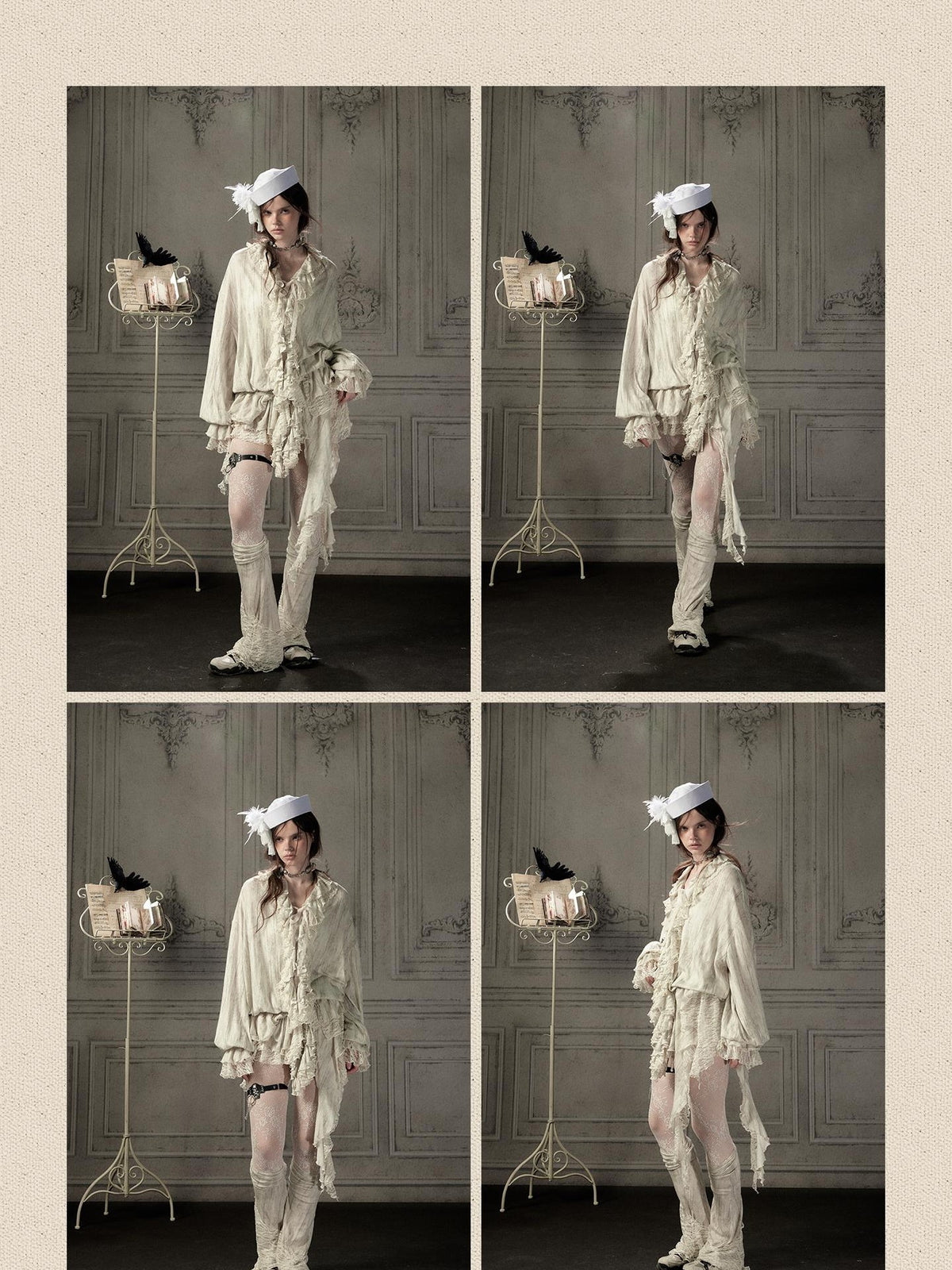 ALL iN plan Beige Lace Long Sleeve Women&