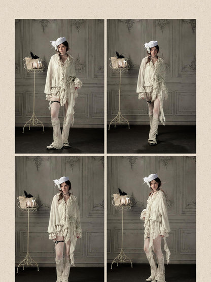 ALL iN plan Beige Lace Long Sleeve Women&