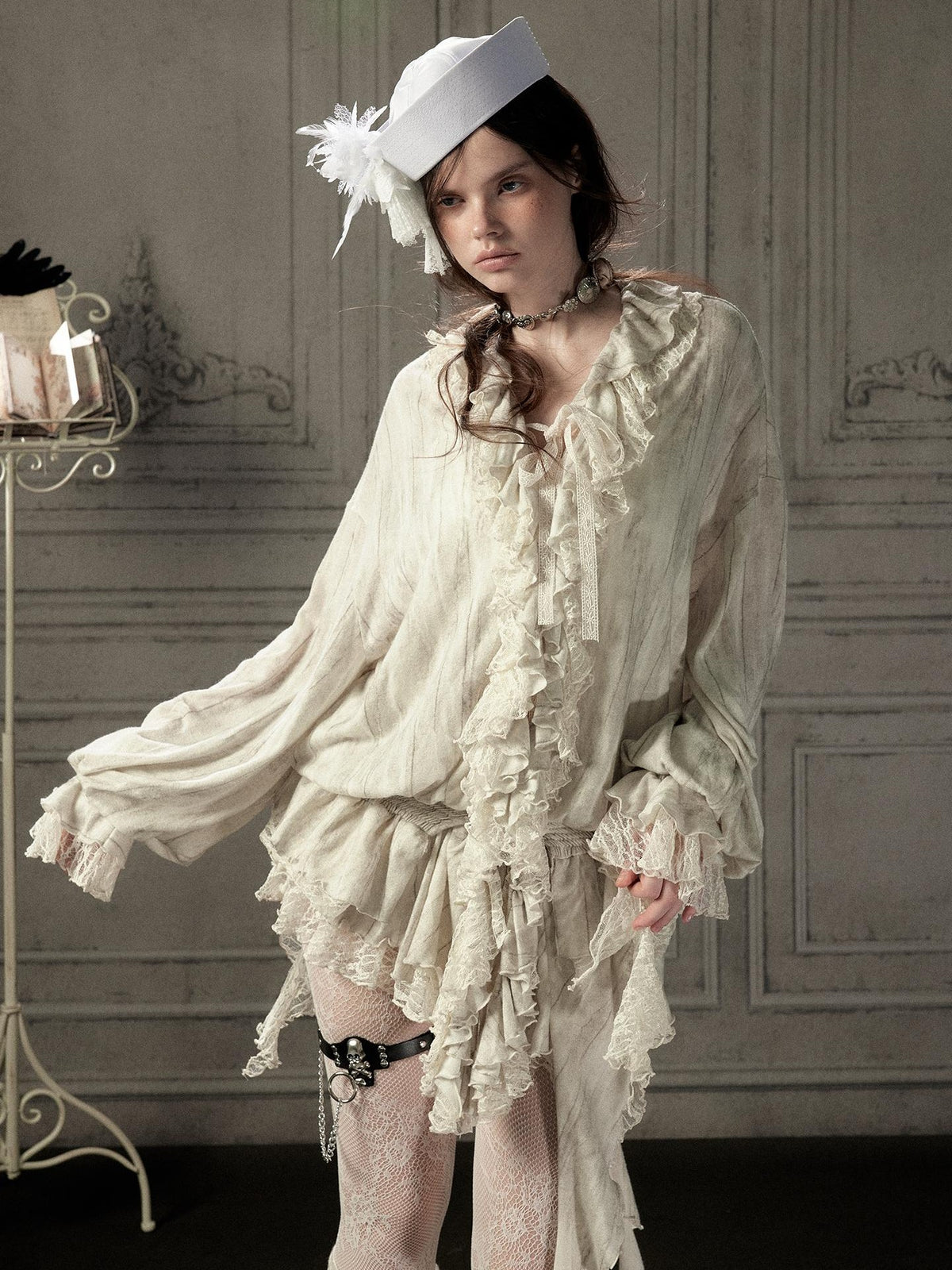 ALL iN plan Beige Lace Long Sleeve Women&