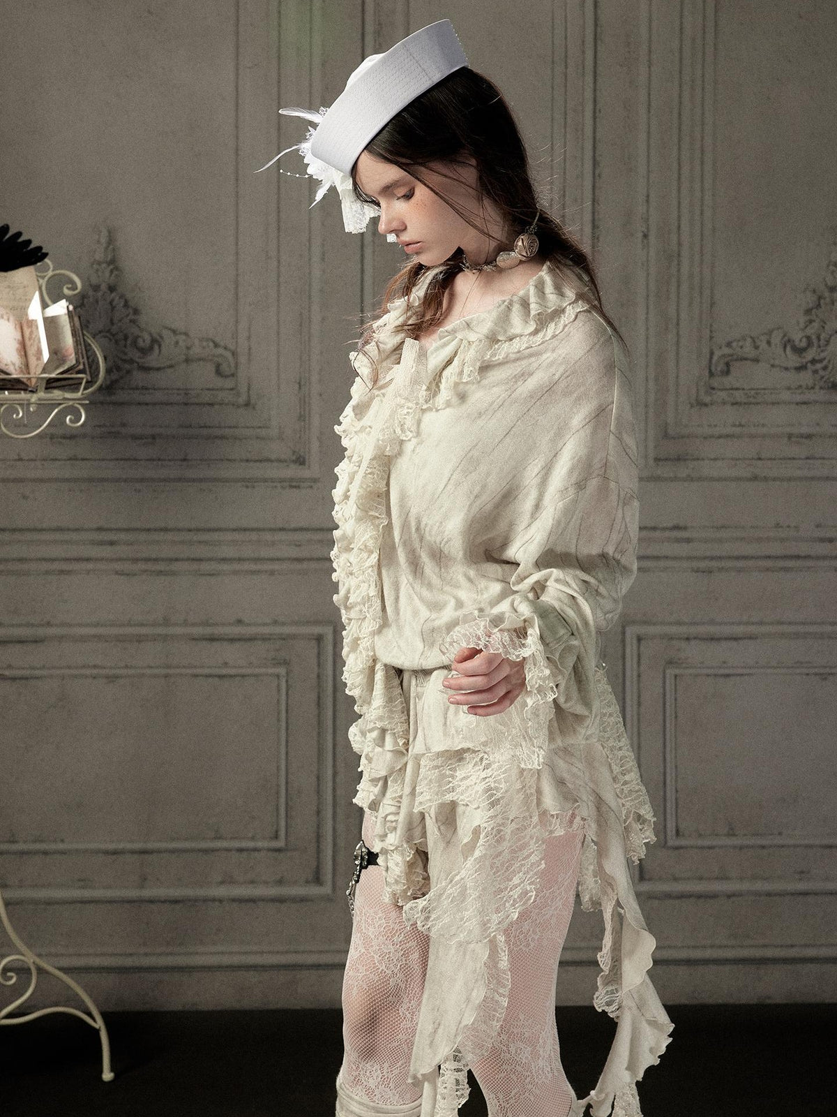 ALL iN plan Beige Lace Long Sleeve Women&