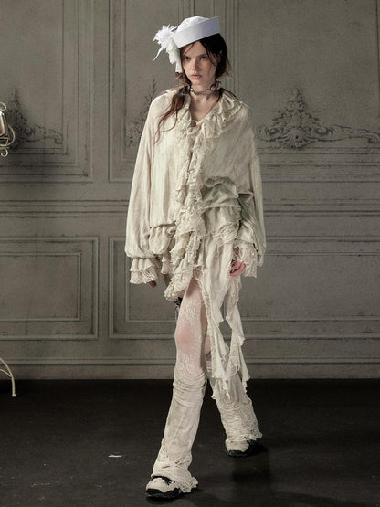 ALL iN plan Beige Lace Long Sleeve Women&