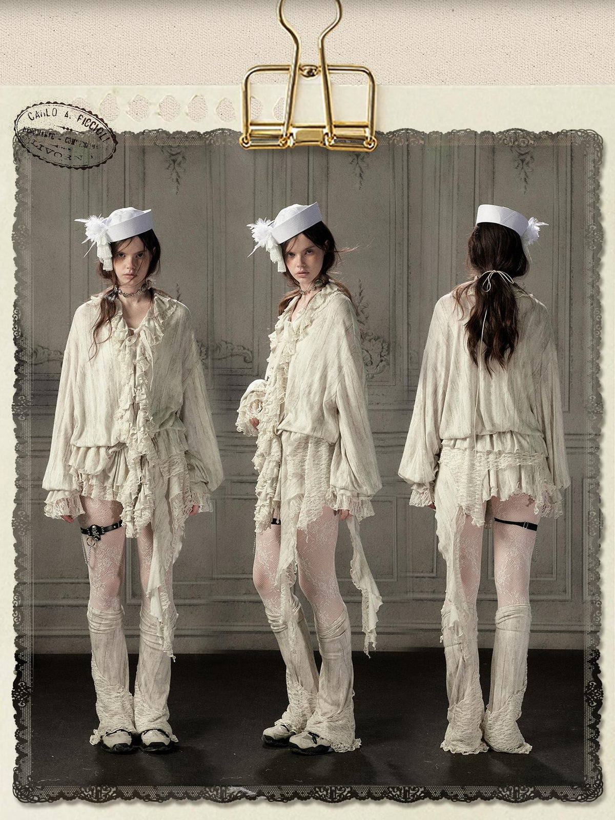 ALL iN plan Beige Lace Long Sleeve Women&
