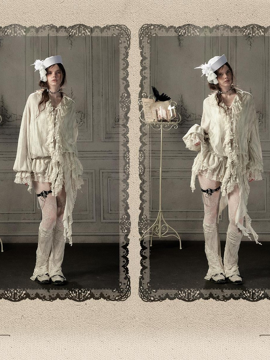 ALL iN plan Beige Lace Long Sleeve Women&