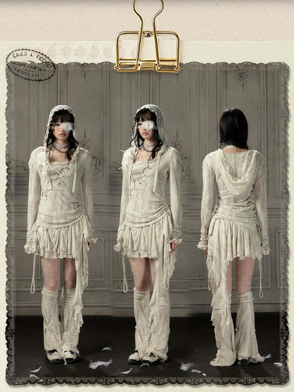 ALL iN plan Beige Lace Panel Slouchy Women&