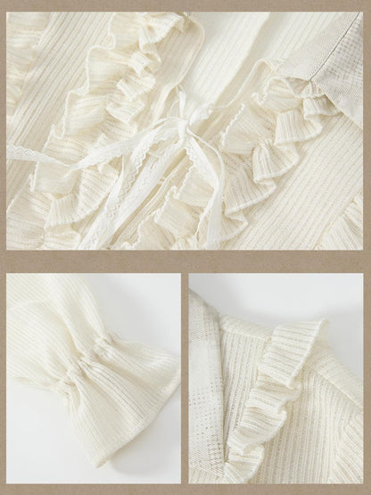 ALL iN plan Beige Ruffled Lapel Waist Cinched Women&