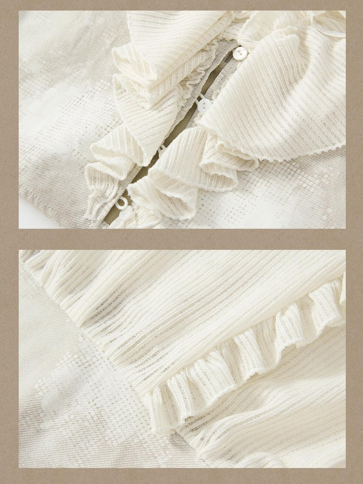 ALL iN plan Beige Ruffled Lapel Waist Cinched Women&
