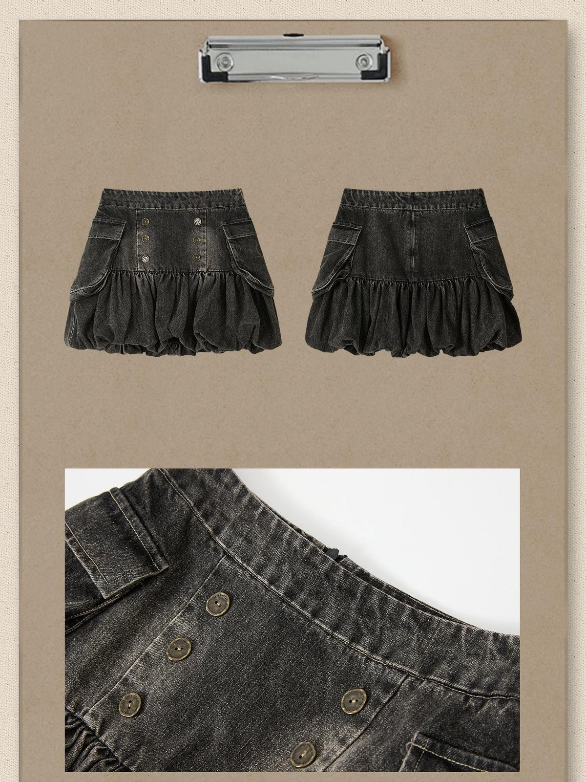 ALL iN plan Black Denim Distressed Large Pockets A Line Women&