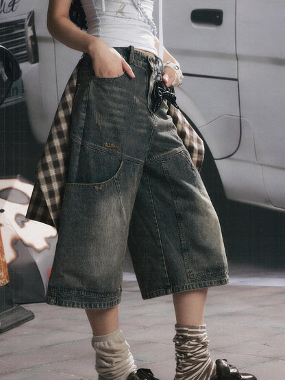 ALL iN plan Blue Denim Detachable Flap Butterfly Bow Women&