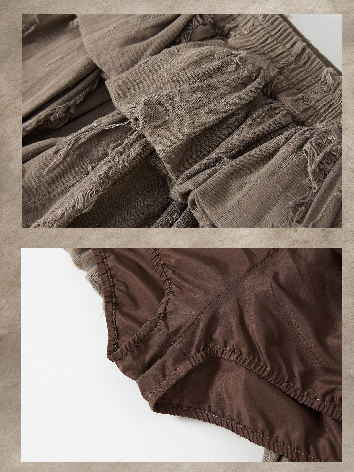 ALL iN plan Brown Bubble Hem Distressed Linen Cotton Women&