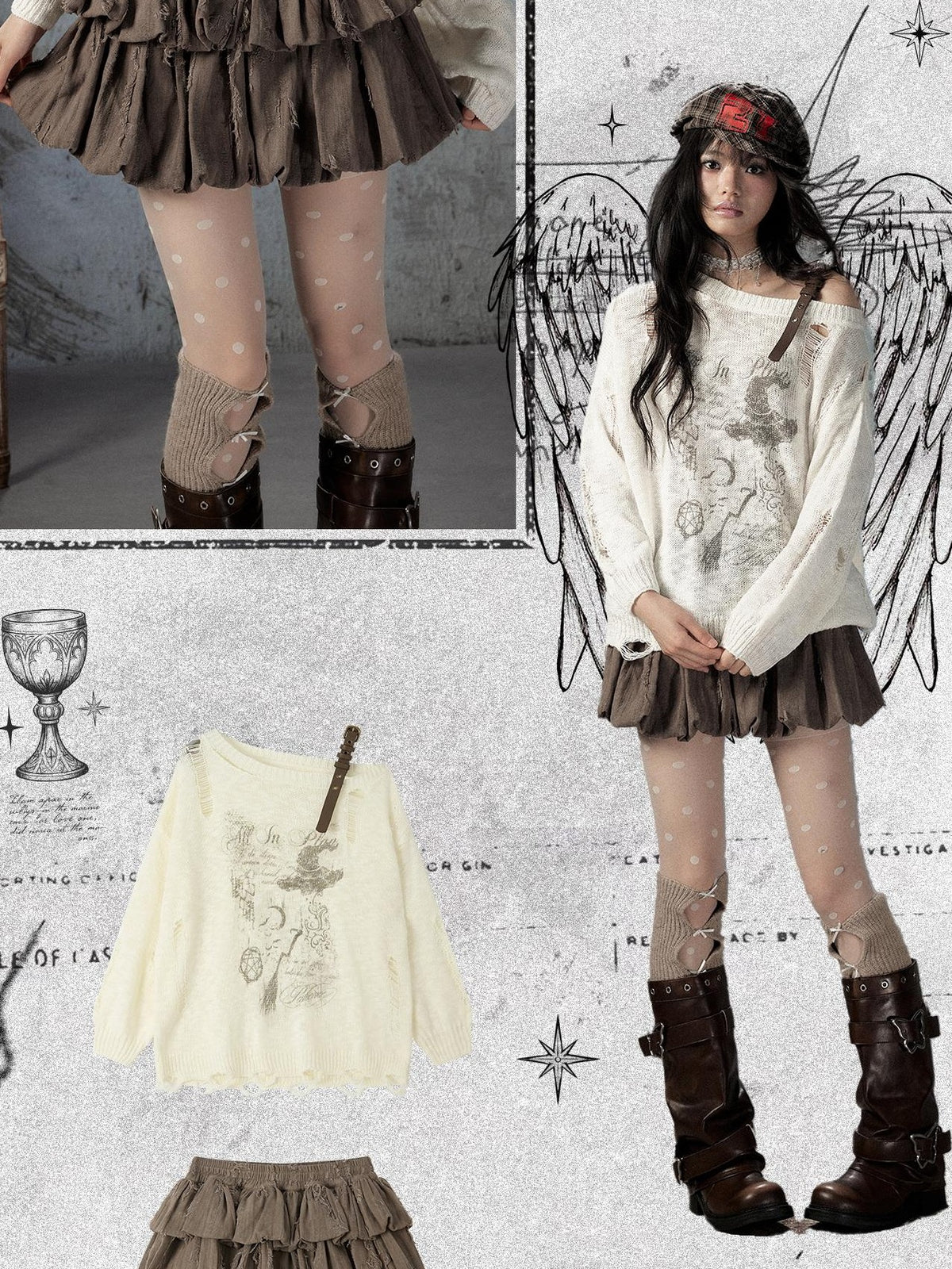 ALL iN plan Brown Bubble Hem Distressed Linen Cotton Women&