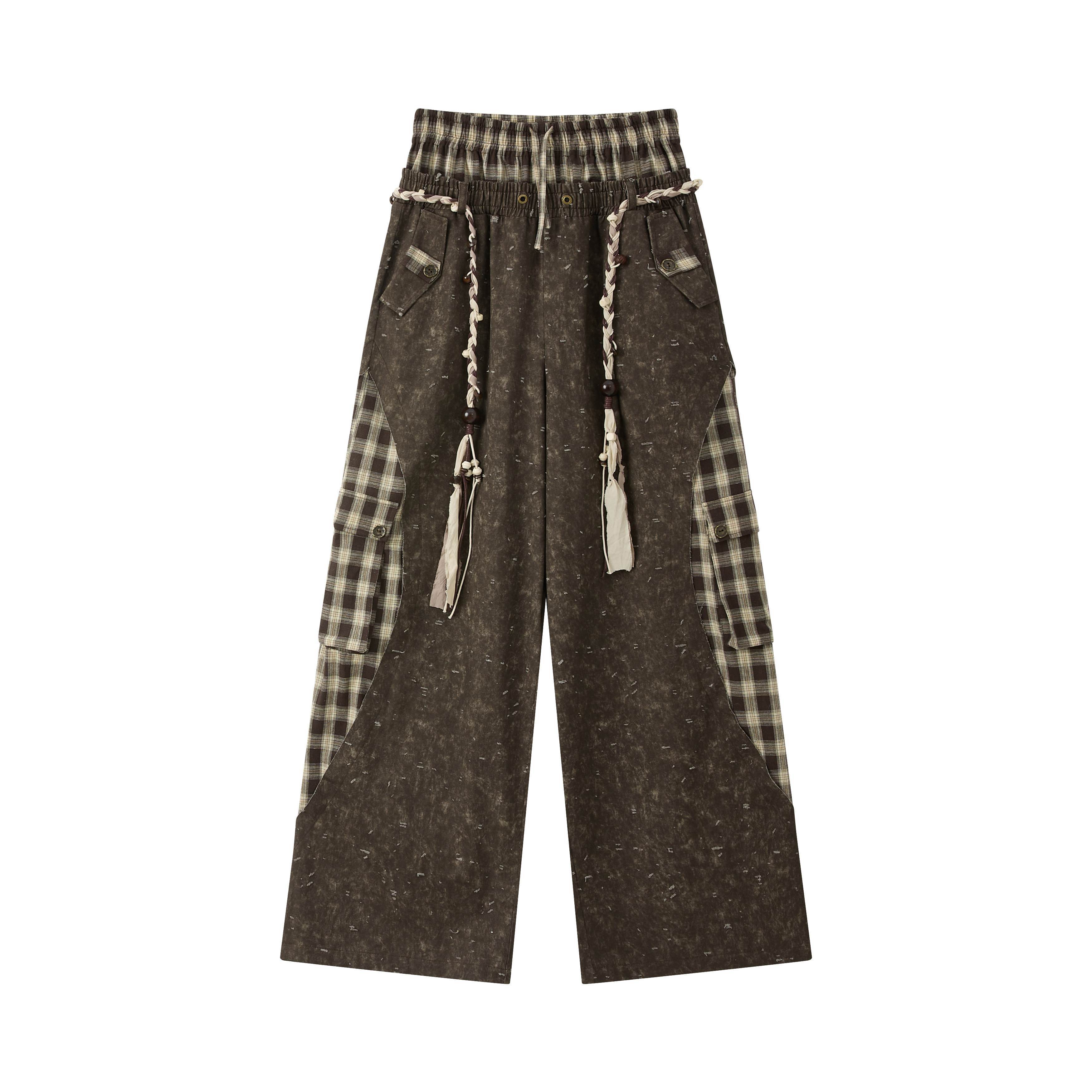 ALL_iN_plan_Coffee_Plaid_Patchwork_High_Waist_Loose_Straight_Women&