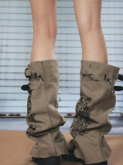 Detachable Leg Warmer Platform Flip Flops