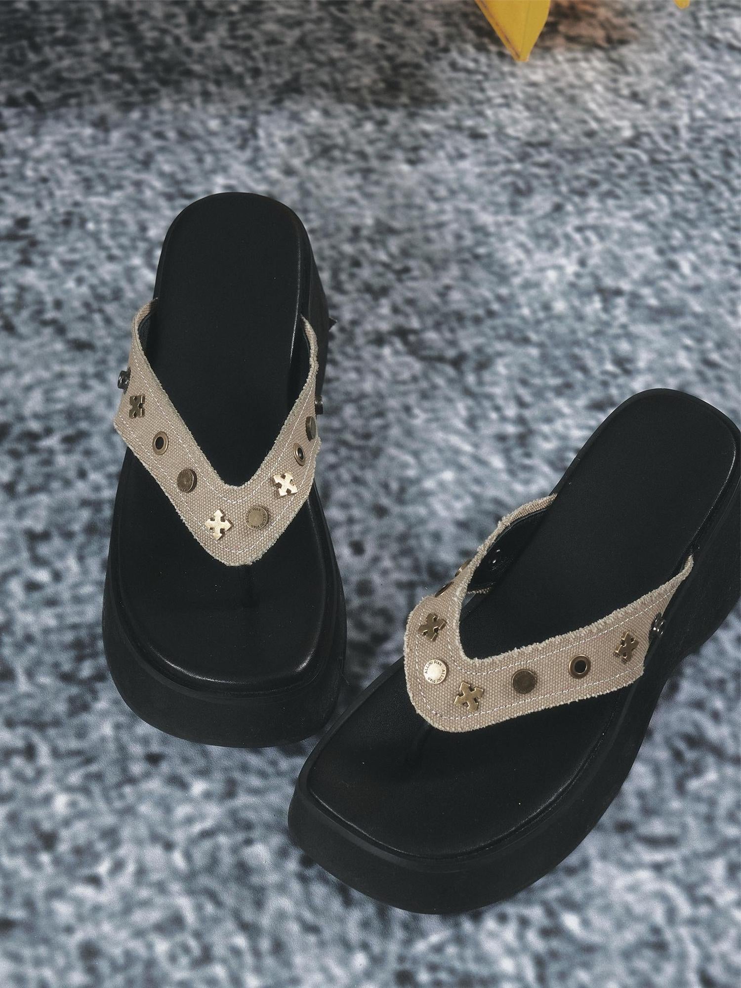 ALL iN plan Detachable Leg Warmer Platform Flip Flops
