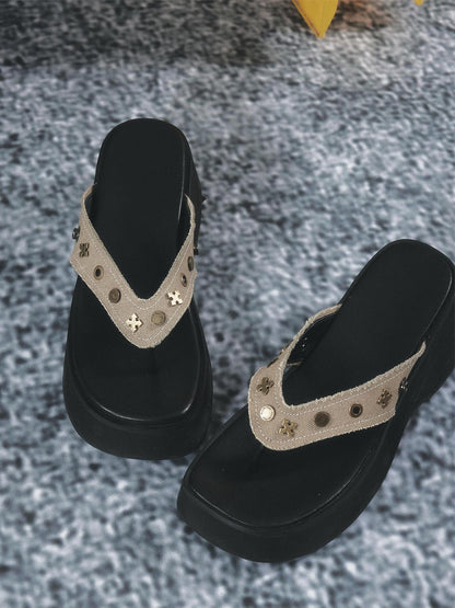 ALL iN plan Detachable Leg Warmer Platform Flip Flops