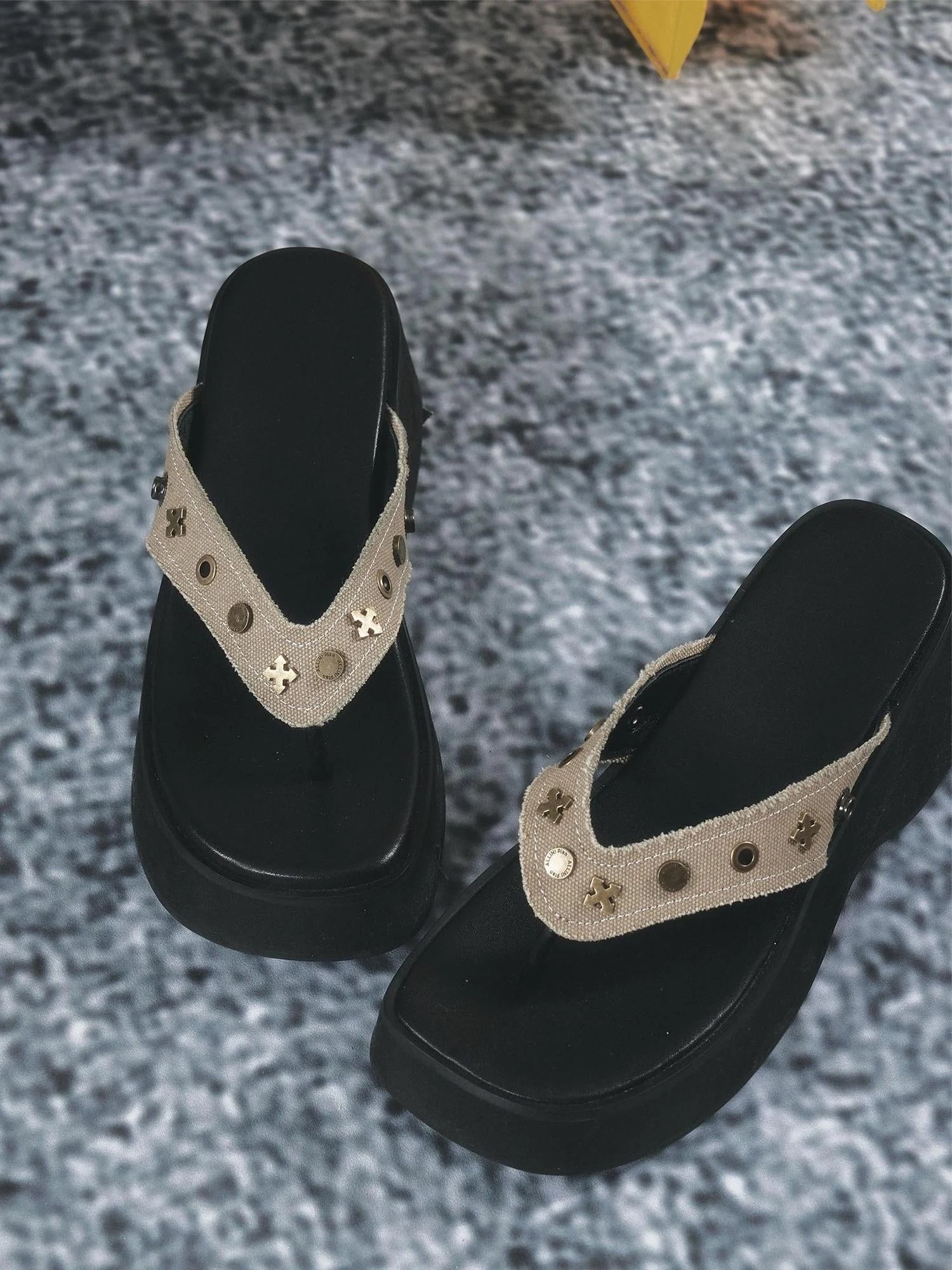 Detachable Leg Warmer Platform Flip Flops