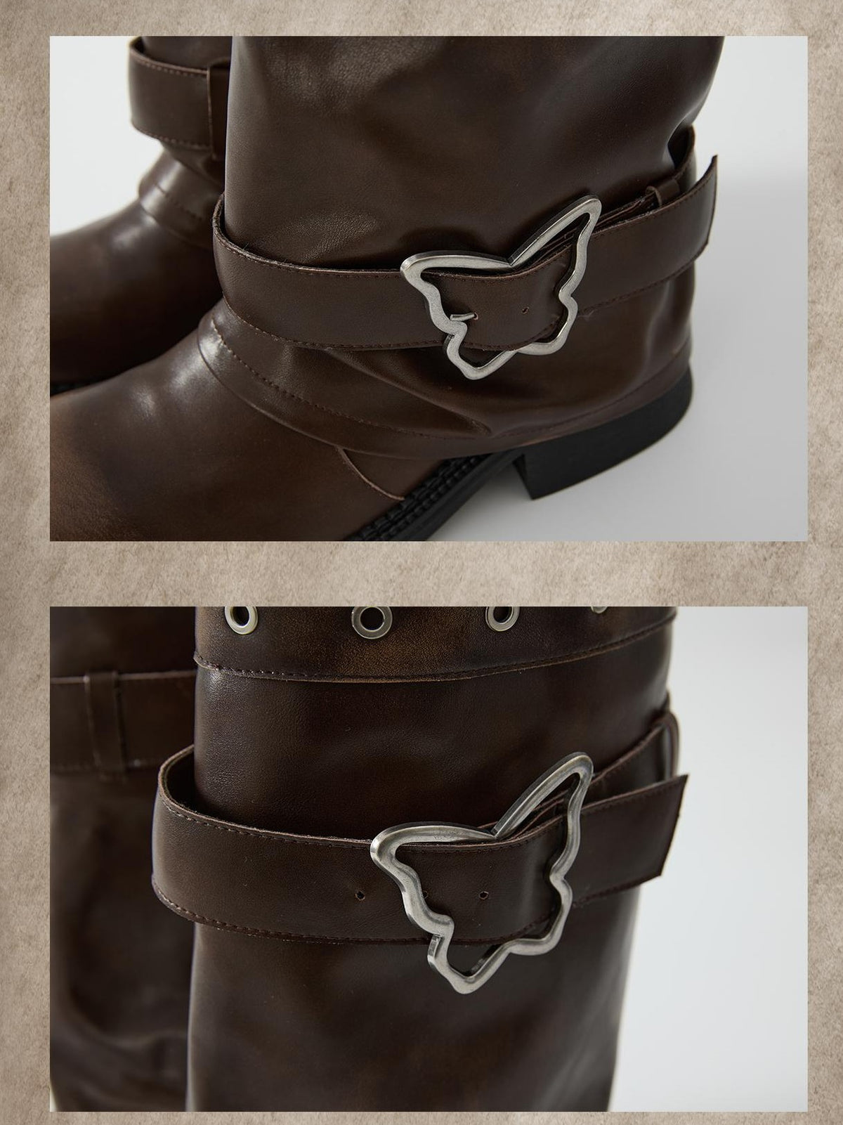 ALL iN plan Distressed Butterfly Buckle Platform Women&