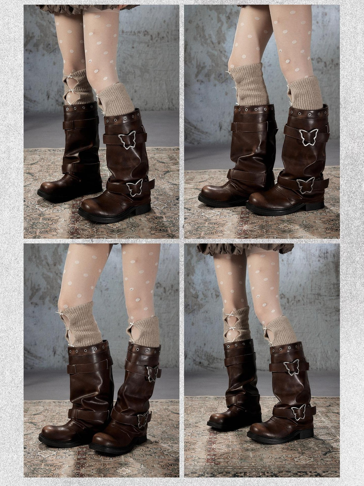 ALL iN plan Distressed Butterfly Buckle Platform Women&