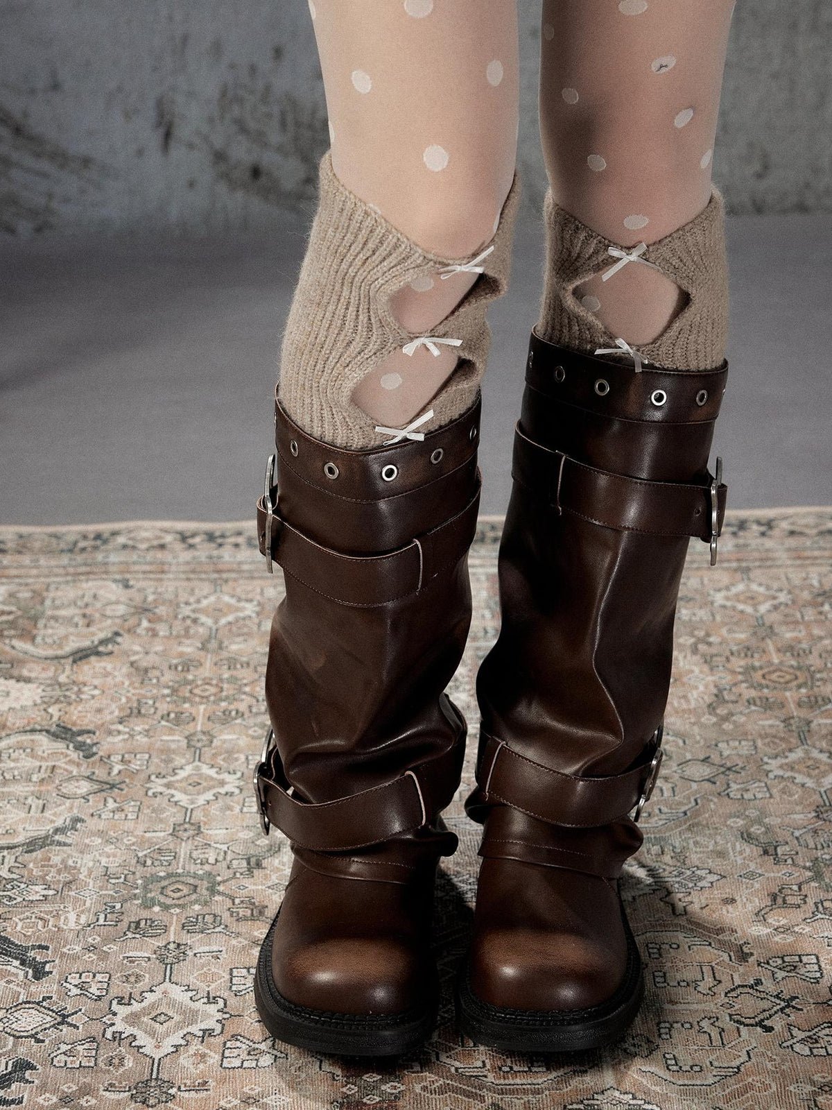ALL iN plan Distressed Butterfly Buckle Platform Women&