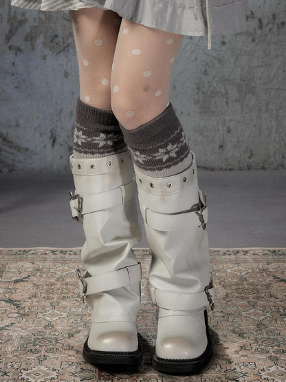 ALL iN plan Distressed Butterfly Buckle Platform Women&