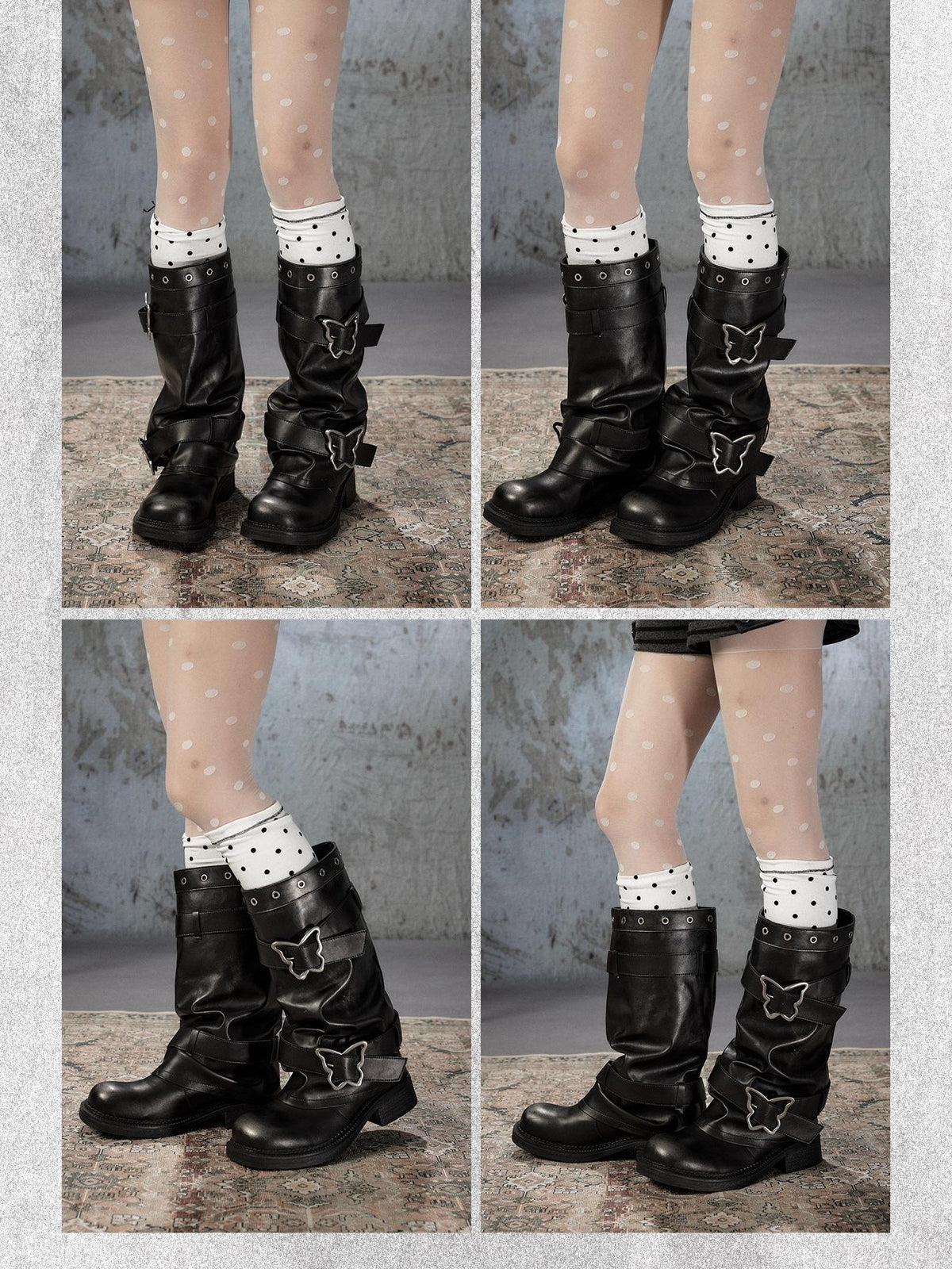 ALL iN plan Distressed Butterfly Buckle Platform Women&