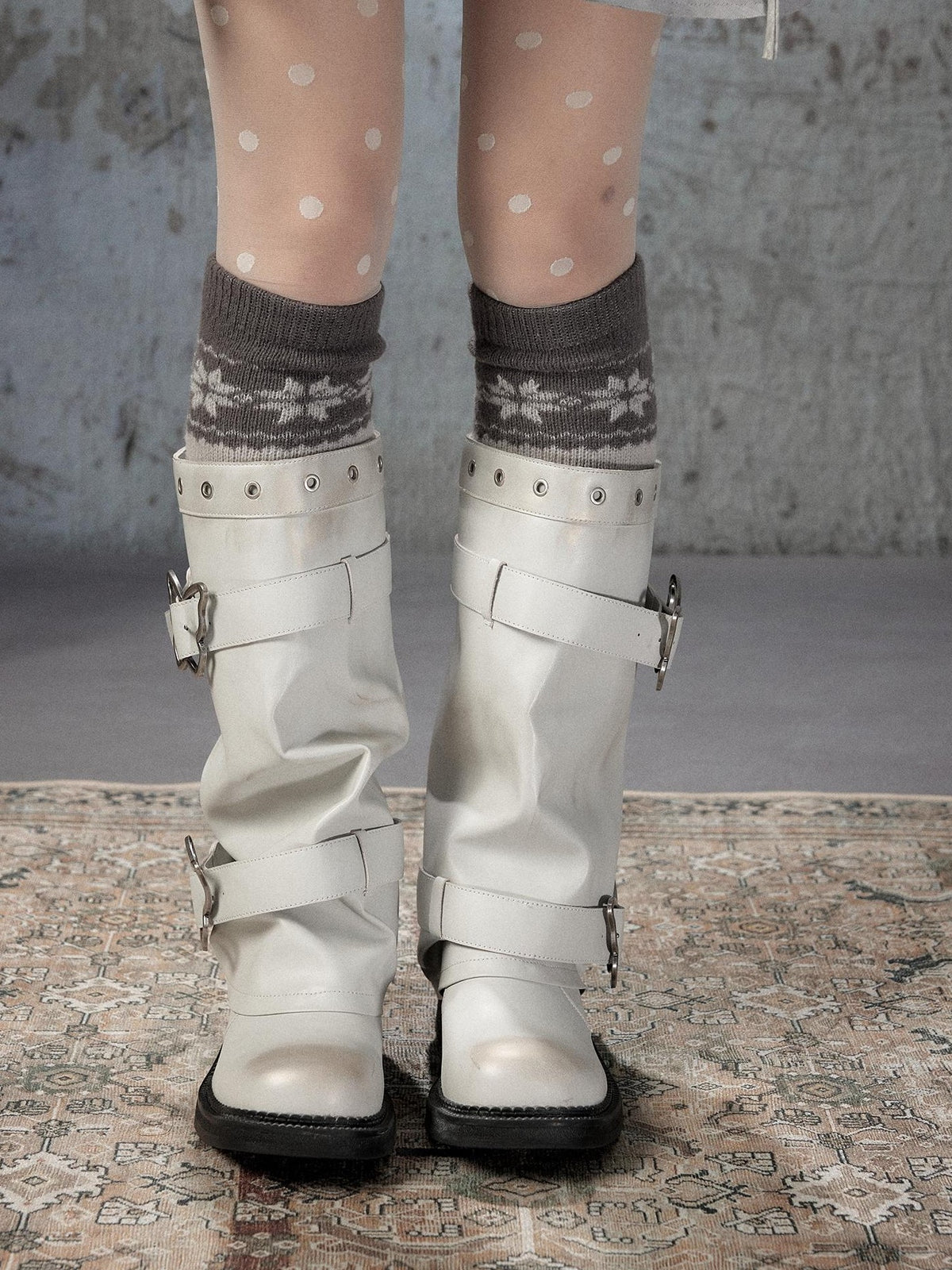 ALL iN plan Distressed Butterfly Buckle Platform Women&