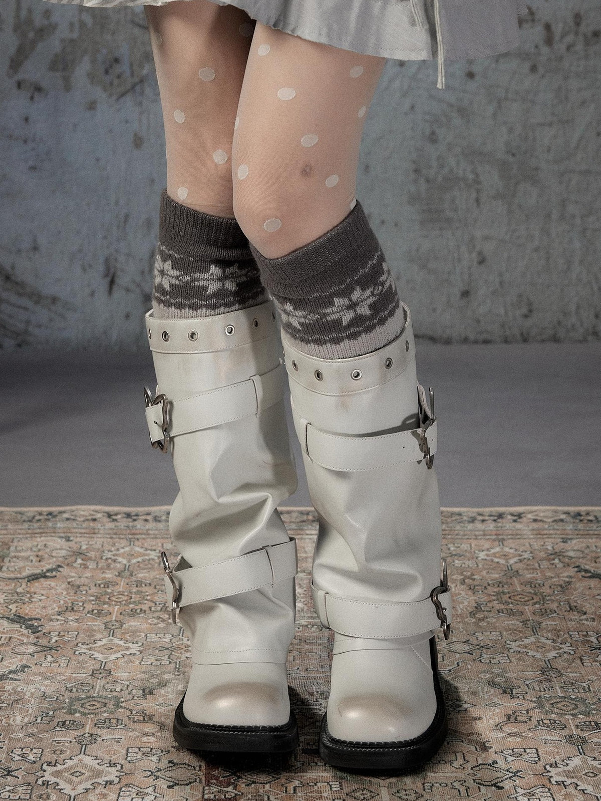 ALL iN plan Distressed Butterfly Buckle Platform Women&